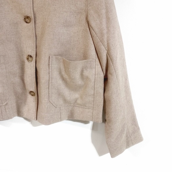 Cotelac Wool Blend Tan Boxy Short Jacket With Mandarin Collar Size 2/US8 ($435) - Picture 6 of 13